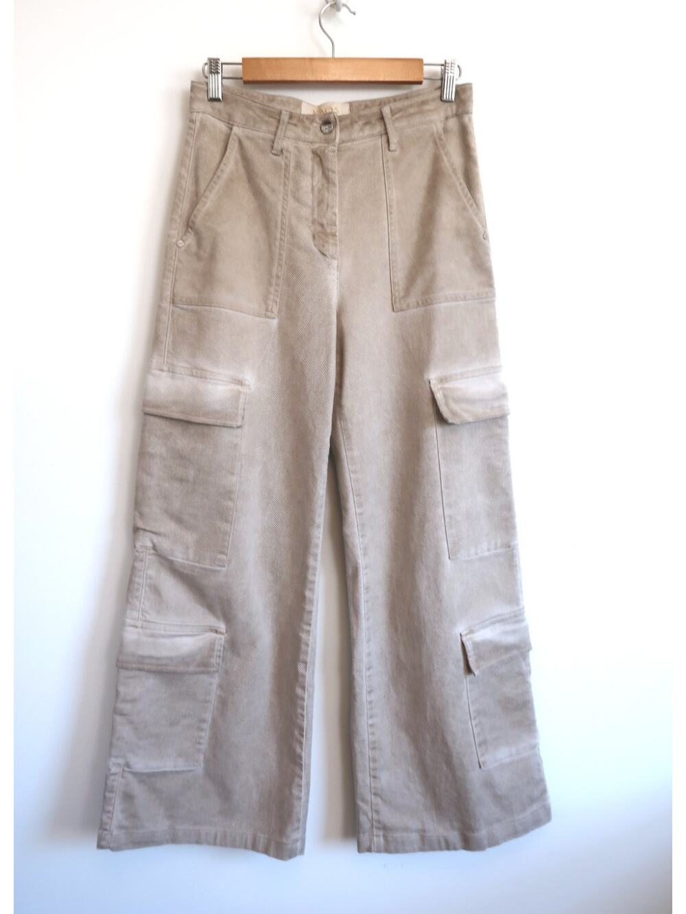 KAOS ITALY Ecru Sand Wide Leg Cargo Utility Pant Jeans Farfetch YOOX 4 40 $285